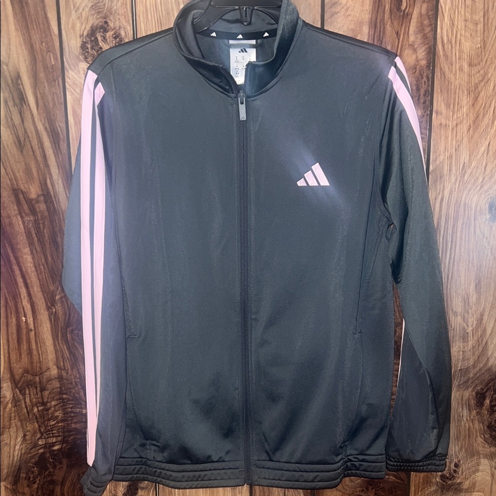adidas TRICOT 3-STRIPES TRACK JACKET with Pink Accents.  Size M.  New with tag